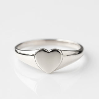 Heart engravable signet ring silver