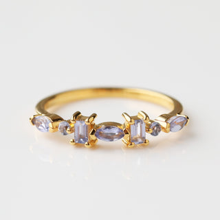 Tanzanite stone stacking ring in gold