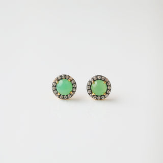 Chrysoprase vintage stud earrings gold