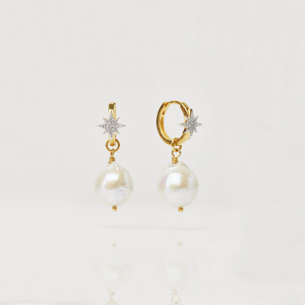 Starburst Baroque Pearl Drop Earrings
