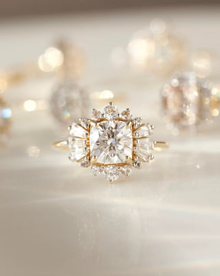 Carrie Elizabeth Diamond Moissanite Statement Engagement Ring Solid Gold