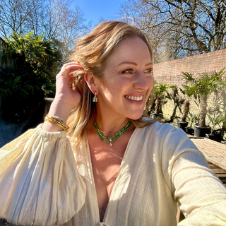 Green Amethyst Drop Hoop Earrings