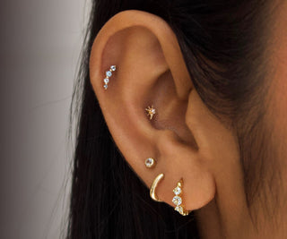 Carrie Elizabeth Jewellery Solid Gold Earrings in specialist piercings 