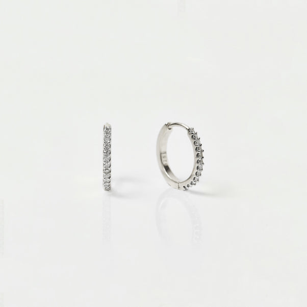 Mini Huggie Hoops in Diamond