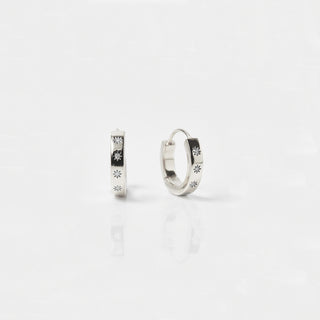 Diamond huggie hoops silver