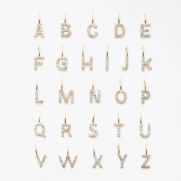 Solid Gold Diamond initial charm