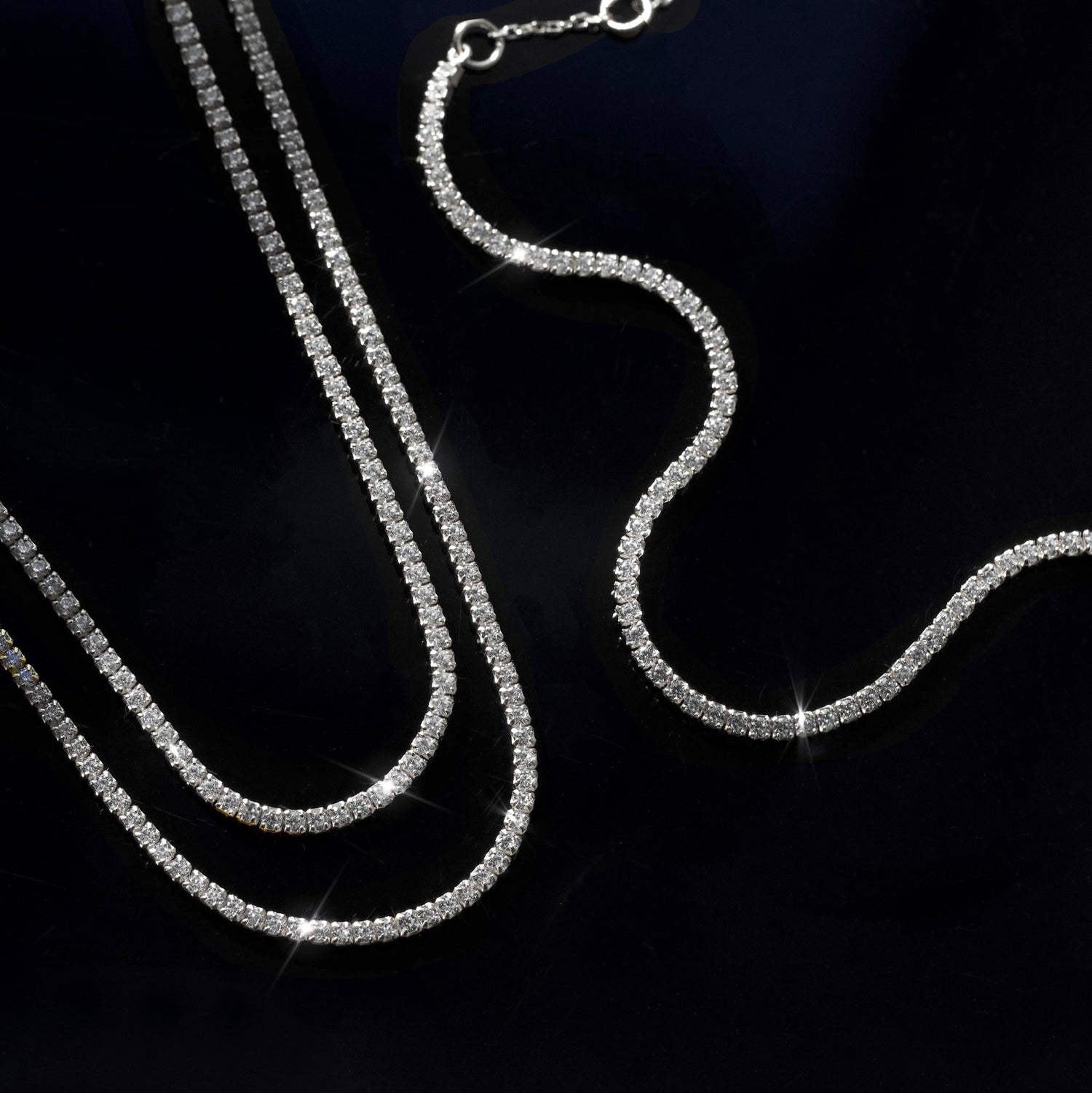 dainty cz tennis necklace in silver