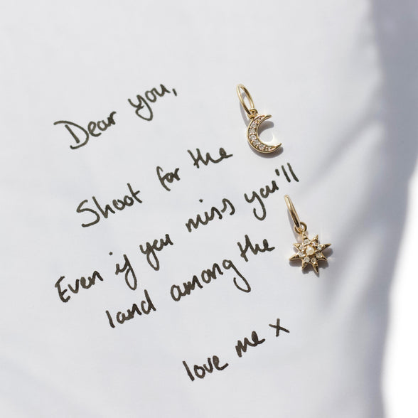 diamond and pearl vintage star charm in solid gold