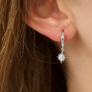 STARBURST DROP HOOP EARRINGS