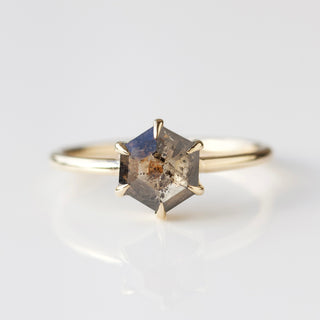 Brown salt and pepper diamond ring in solid gold