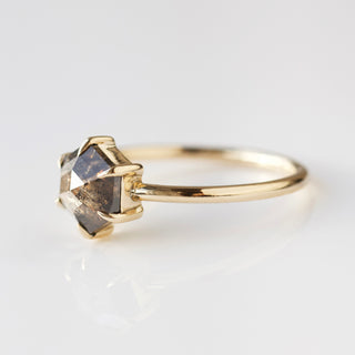 Brown salt and pepper diamond ring in solid gold