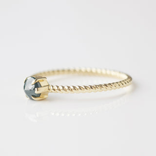 blue diamond solid gold ring