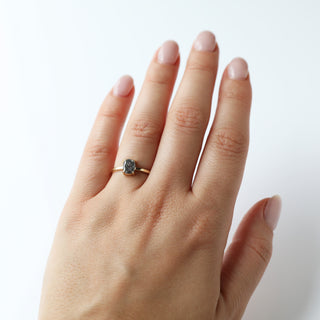 Exclusive Carrie Elizabeth Salt and Pepper Diamond Ring One of a kind, Cushion cut, prong set