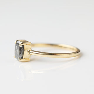 Exclusive Carrie Elizabeth Salt and Pepper Diamond Ring One of a kind, Cushion cut 