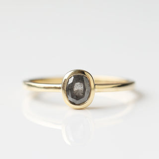 Exclusive Carrie Elizabeth Salt and Pepper Diamond Ring One of a kind, Cushion cut 