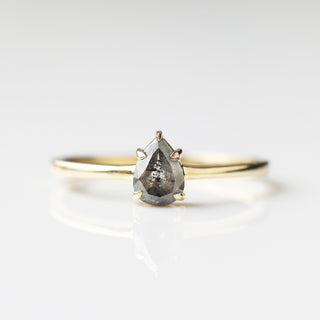 Exclusive Carrie Elizabeth Salt and Pepper Pear Diamond Ring One of a kind