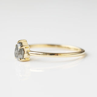 Exclusive Carrie Elizabeth Salt and Pepper Pear Diamond Ring One of a kind
