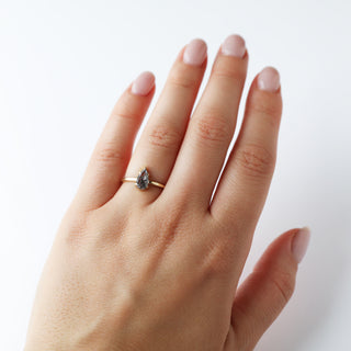 Exclusive Carrie Elizabeth Salt and Pepper Pear Diamond Ring One of a kind