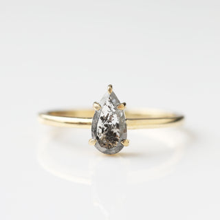 Exclusive Carrie Elizabeth Salt and Pepper Pear Diamond Ring One of a kind