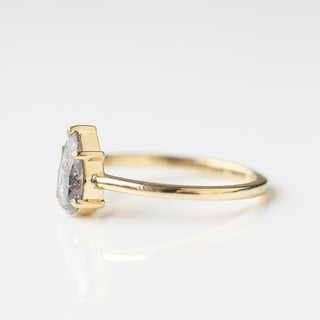 Exclusive Carrie Elizabeth Salt and Pepper Pear Diamond Ring One of a kind