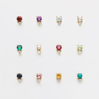 Birthstone and diamond single earring