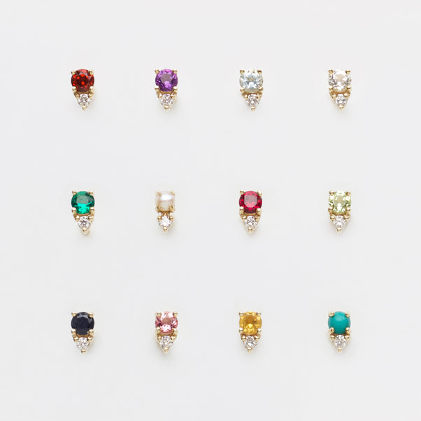 Birthstone and diamond single earring