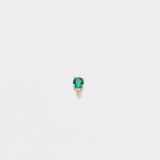 Dainty Emerald & Diamond Stud Earring