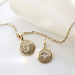 Carrie Elizabeth diamond coin pendant in solid gold