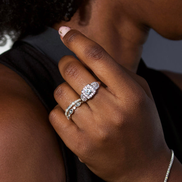 diamond constellation eternity ring in silver