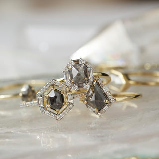 Carrie Elizabeth Salt and Pepper Diamond Ophelia Vintage ring