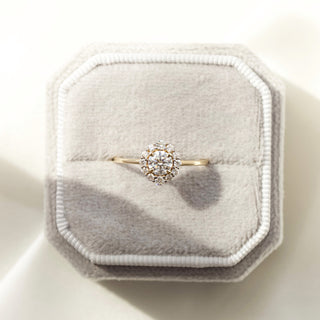 Moissanite and diamond cluster ring