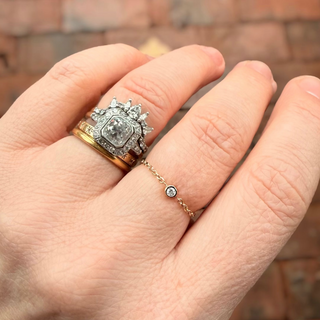 solid 9k gold diamond chain ring