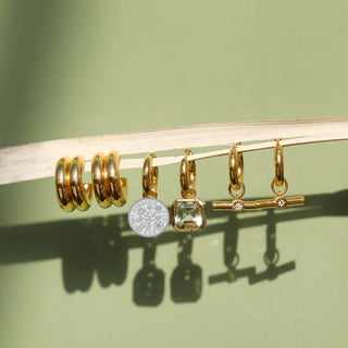 Green Amethyst Drop Hoop Earrings