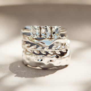 silver aquamarine ring