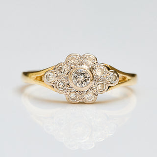 Vintage Diamond 18k Yellow Gold Ring- UK Size M 1/2