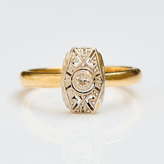 Vintage Diamond 9k Yellow Gold Ring- UK Size N