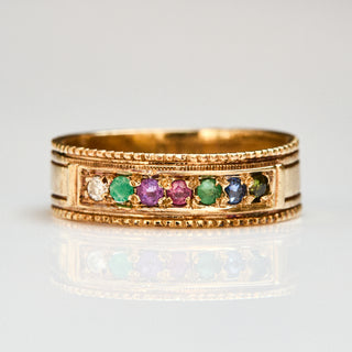 Vintage 'Dearest' Acrostic Ring in 9k Yellow Gold - UK Size O