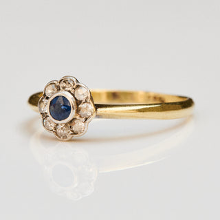 Vintage Sapphire and Diamond 18k Yellow Gold Ring- UK Size N