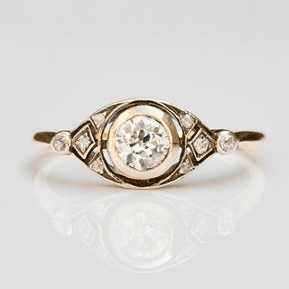 Vintage Diamond 9k Yellow Gold and Silver Ring- UK Size P