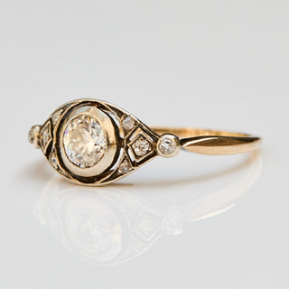 Vintage Diamond 9k Yellow Gold and Silver Ring- UK Size P