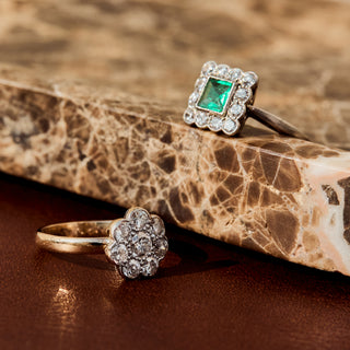 Vintage Emerald and Diamond Platinum Ring- UK Size K