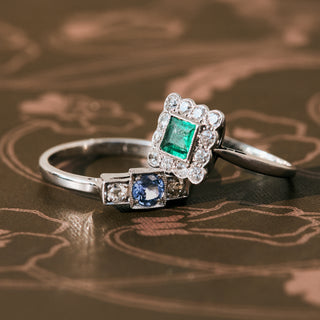 Vintage Emerald and Diamond Platinum Ring- UK Size K