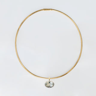 Green Amethyst Vintage Oval Pendant & Torque Collar Necklace