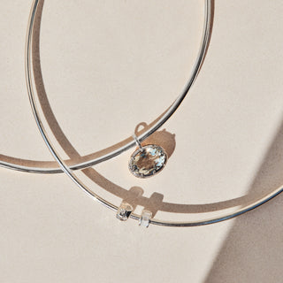 Green Amethyst Vintage Oval Pendant & Torque Collar Necklace