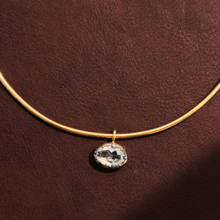 gold Green Amethyst Vintage Oval Pendant