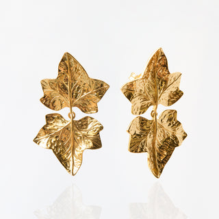 Lydia Millen Evergreen Statement Double Ivy Leaf Drop Earrings