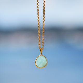 gold milky aquamarine pendant