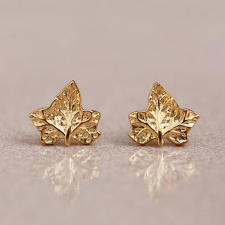 gold ivy leaf studs