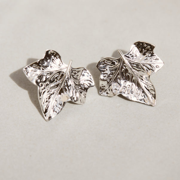 Lydia Millen Evergreen Ivy Leaf Statement Stud Earrings