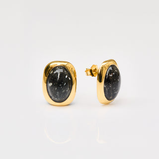 Vintage Snowflake Obsidian Stud Earrings